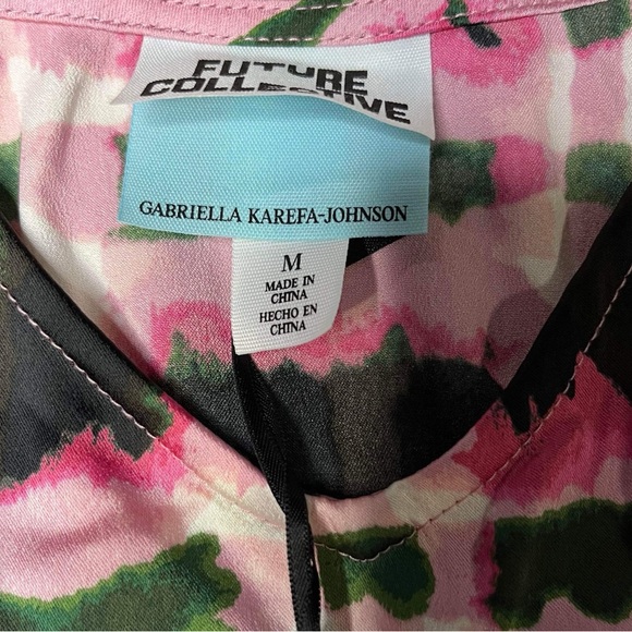 Future Collective Babydoll Top Pink Black Spaghetti Strap Size Medium MSRP$22.00 - Picture 4 of 4